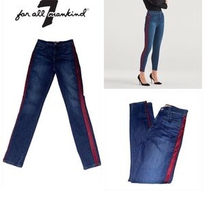 7 For All Mankind Women's Denim Jeans with Red Snake Accent